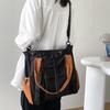 Öğrenci Kitap Çantası Büyük Kapasiteli Kontrast Renkli Çanta Banliyö Omuz Çantası Crossbody Çanta