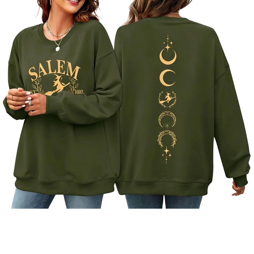 Women's Casual Halloween Print Long Sleeve Neck Sweatshirt