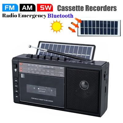 Solar Notfallradio USB AM/FM/SW Mehrbandradio Stereo Drahtloses Bluetooth MP3 Audio Kassettenbandspieler Aufnahmegerät AM Radio