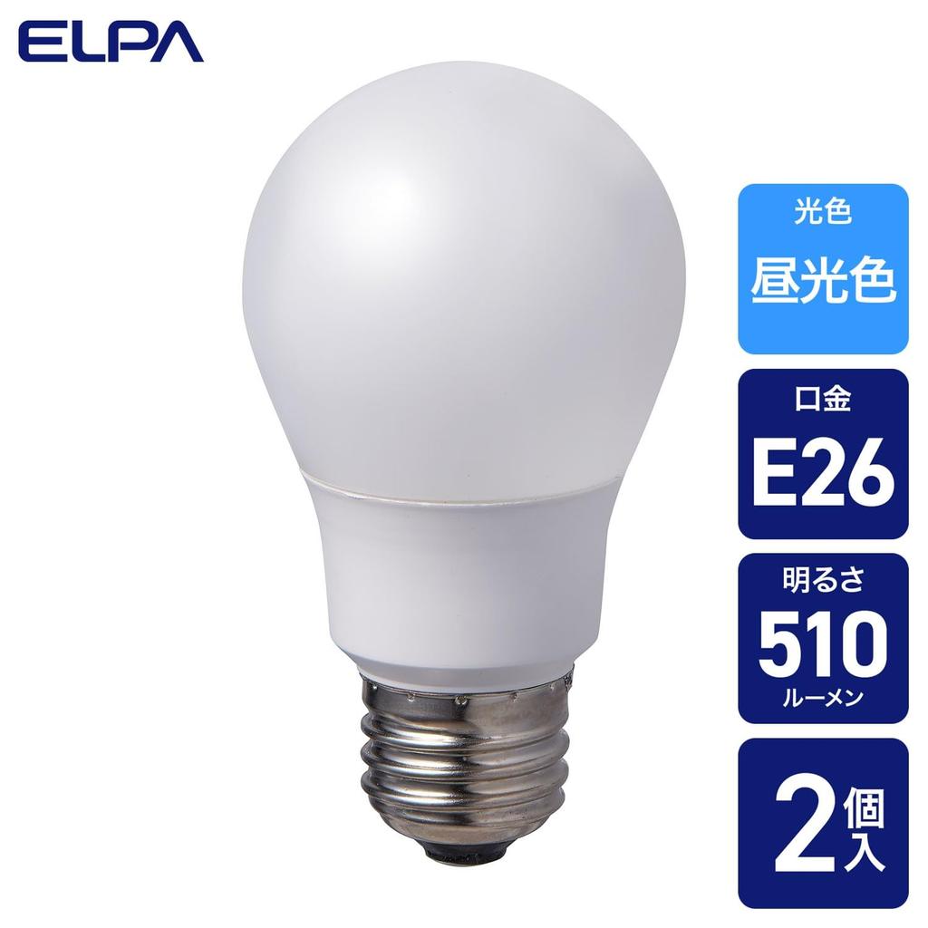 ELPA LED Light Bulb, 2-Pack, E26 Base, 100W Equivalent, General Purpose Bulb Shape, Wide Beam Angle, Daylight White, LDA12D-G-G5104-2P