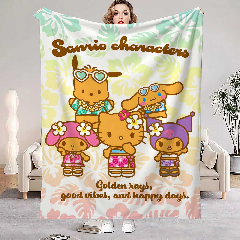 Kawaii Summer Black Sanrios Thermal Blankets for Bed Blanket 150cm X 200cm Fluffy Plaid Home Interior Luxury Bedding Sofa Throw 150x200cm