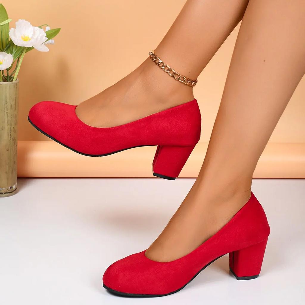 Mote Grunne Damer Høyhælsko Gåsko Kjolesko Retro Mellomhæler Pumper Motetrend Høst Designersko Zapatos De Mujer