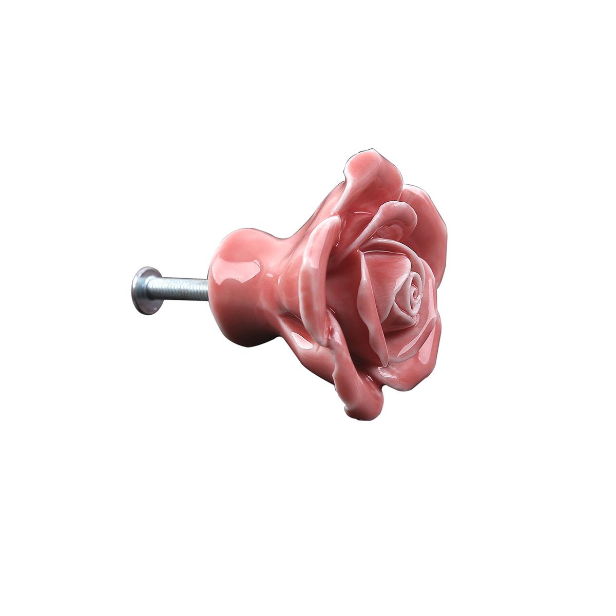 

8pcs Rose Shaped Ceramic Cupboard Cabinet Drawer Door Knobs Pull Handles Pink 41X41X34Mm Durable Hard Wardrobe Bin розовый