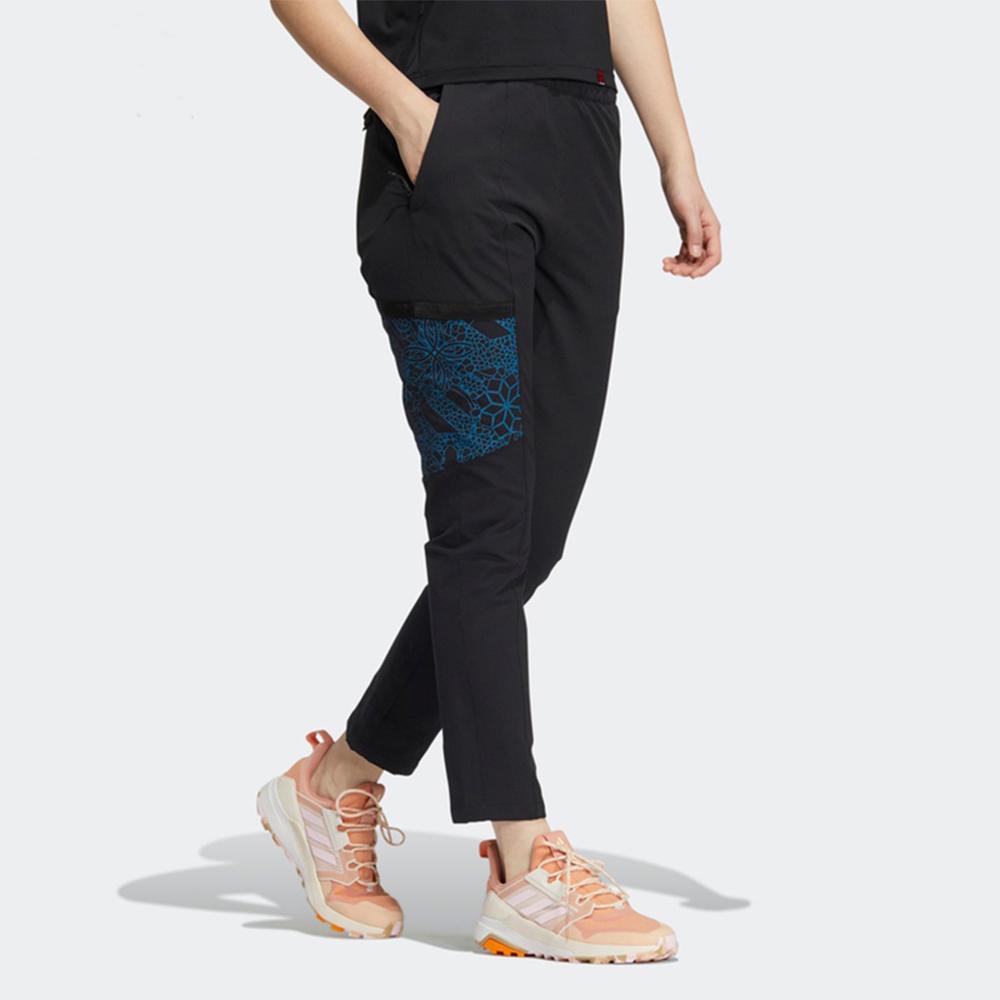 Adidas Pattern Spliced Running Training Straight-Leg Sports Pants Women Bottoms Black HC0277