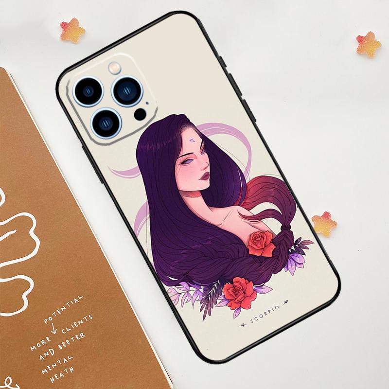 

Horoscope Girl Scorpio Taurus Virgo Phone Case For iPhone 17 Pro Max 14 11 15 16 Pro Max 12 13 mini 16 Plus 16e 17 Air Funda iPhone 17 Air