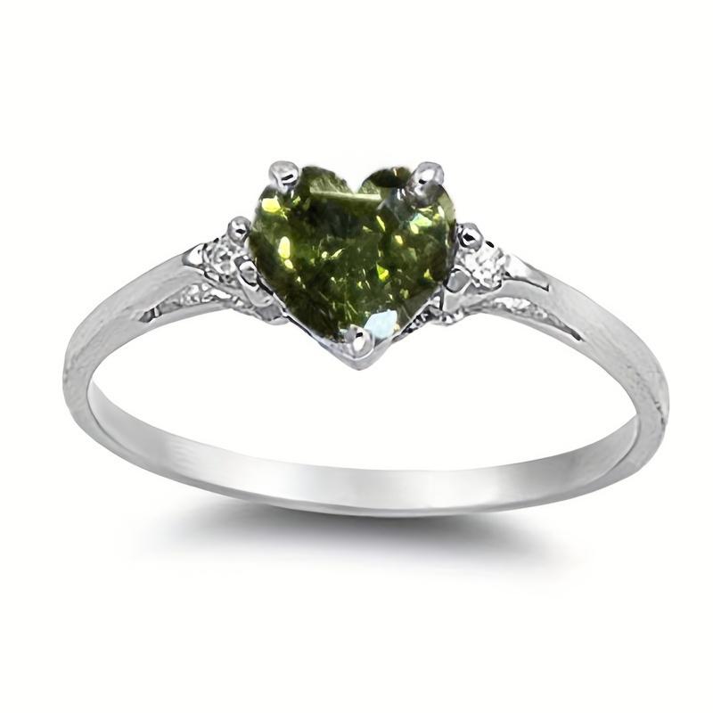 

CAOSHI Fashion Versatile Thin Finger Ring with Multiple Colored Heart Shaped Cubic Zirconia Female Temperament Wedding Zircon 6