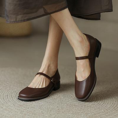 Shoes Retro Square Head Low Heel Single Shoes Women's New Women's Shoes Mary Jane Shoes