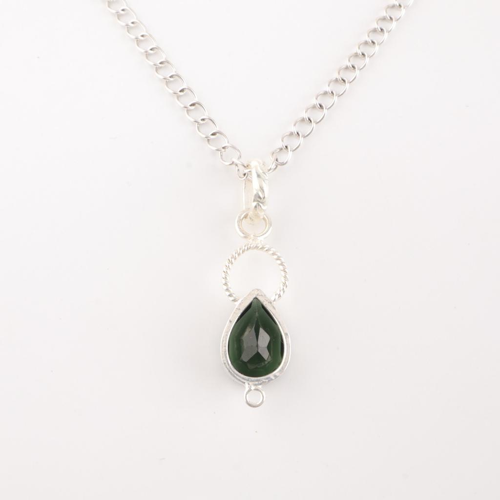 Green Tourmaline Gemstone 925 Sterling Silver Jewelry Pendant For Mother's Day PP-12-39