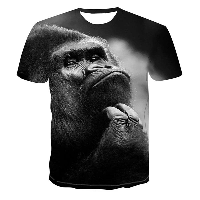 Summer Fun Gorilla Monkey T-Shirt Animal 3D Printing Street Style Men's and Women's Short Sleeve T-Shirt