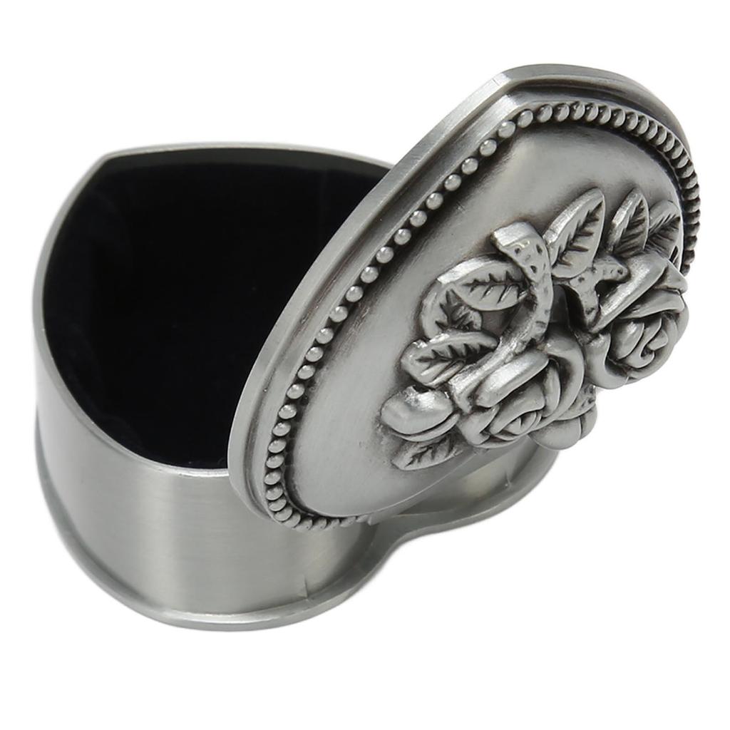 Zinc Alloy Heart Shape Jewelry Box Antique Heart Shape Rose Trinket Box Vintage Trinket Organizer