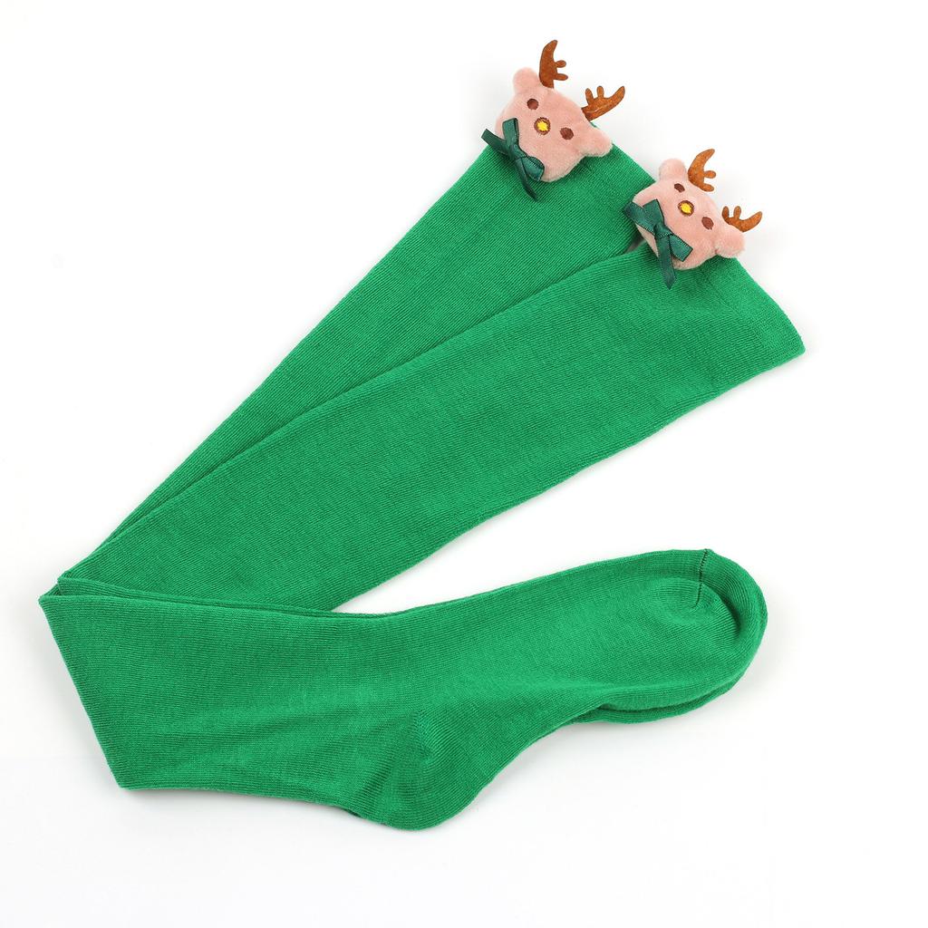 Women Cartoon Plush Elk Bowknot Striped Over Knee Long Socks Thigh High Stockings for Christmas Cosplay Costume Hosiery