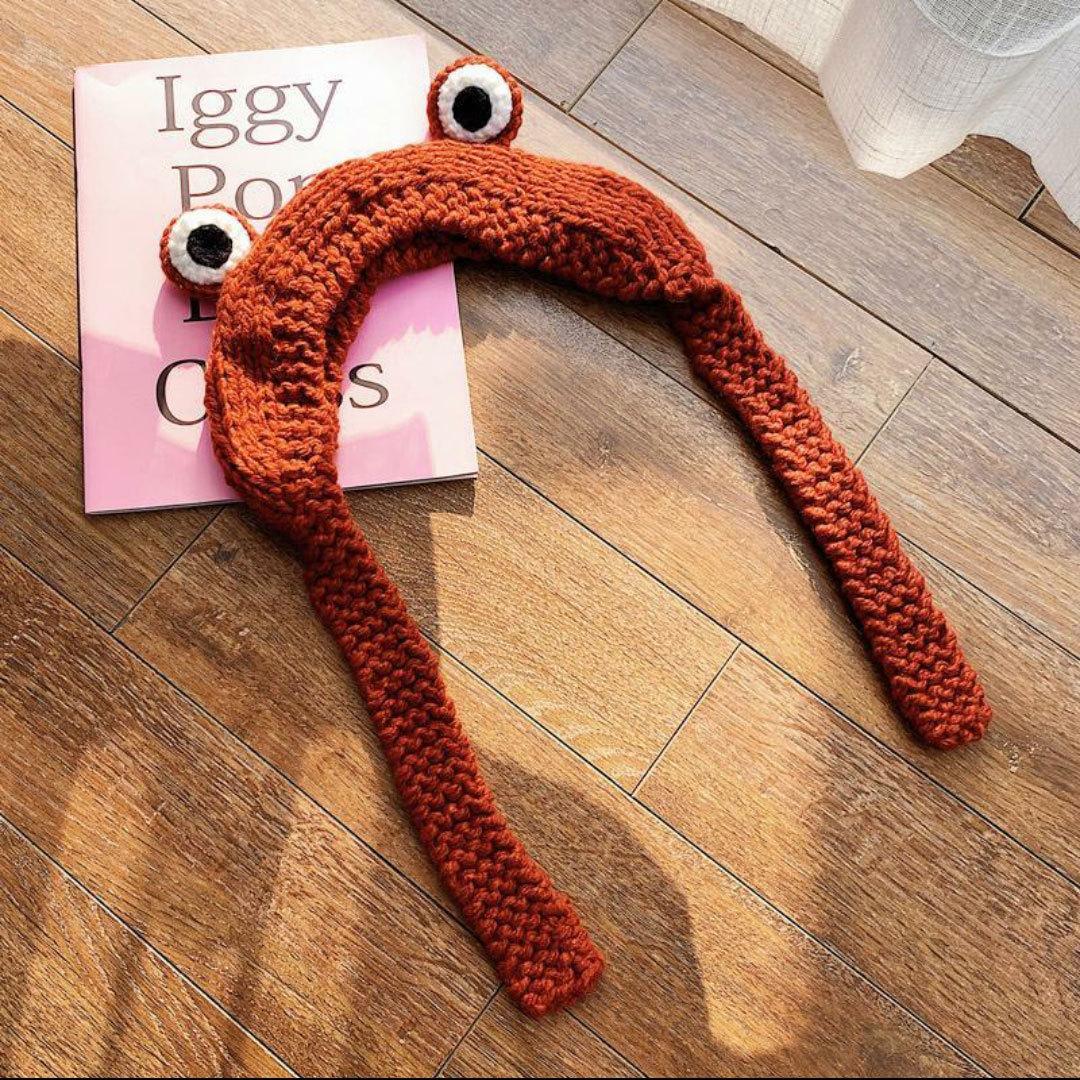 

Шапка женская осенне-зимняя лягушка вязаная шерстяная шапка модный милый головной убор защитные наушники студенческие наушники с рисунком M（56-58cm） оранжевый