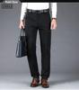 Men's Casual Stretch Black Business Trousers - Youth Straight Leg Suit Pants