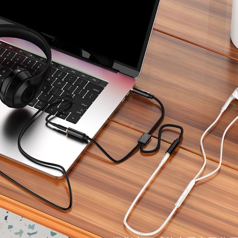 Kulaklık Ayırıcı Adaptör 3.5mm AUX Kablosu Telefon ve Tabletlerde Sesleri Sorunsuz Paylaşmak İçin Auxs Uzatma Kablosu
