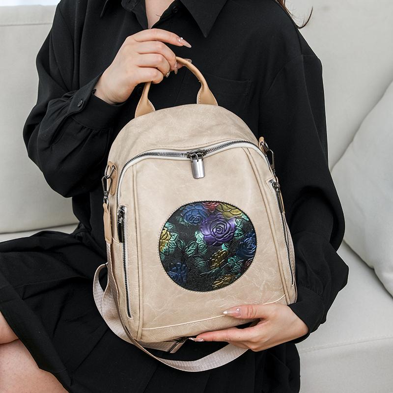 Vintage Backpack Printed Women's Travel Backpack Large Capacity Multi-Functional Shoulder Bag