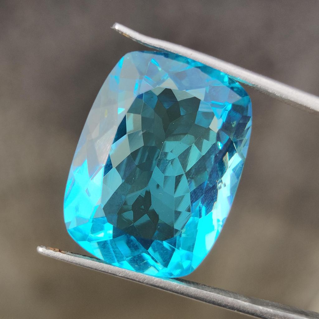 Beautiful Jewelry Making Sky Blue Topaz Shade Long Cushion Glass Stone, 22.60 Carat, 22x16x10 MM Size.