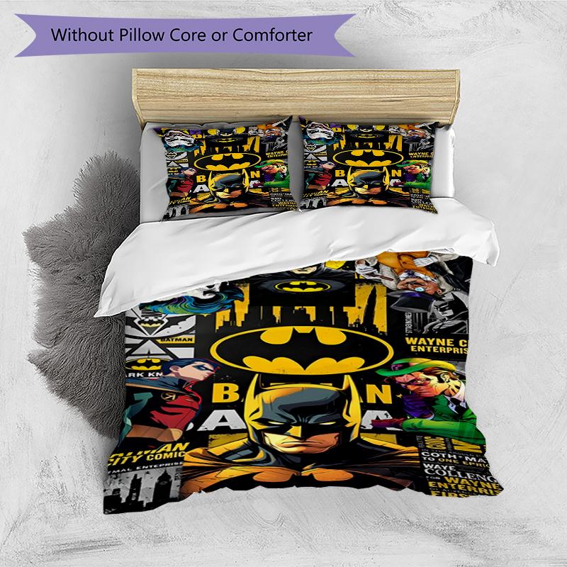 3pcs Duvet Cover Set (1*Duvet Cover + 2*Pillowcase, Without Core),Superheroes Print Bedding Set, Bedroom Decor, All‑Season, Birthday Gift