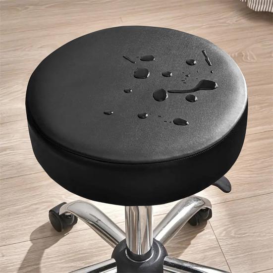 Soft Round Stool Cover High Resilience Non-Slip Design Easy to Clean Faux Leather Universal Fit Chair Cover