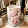 1pc Round Laundry Basket with Pink Peony Pattern - Soft Pink Peony 2D Printed Basket, Durable Material, with Handle, Suitable for Home, Bathroom, Or G