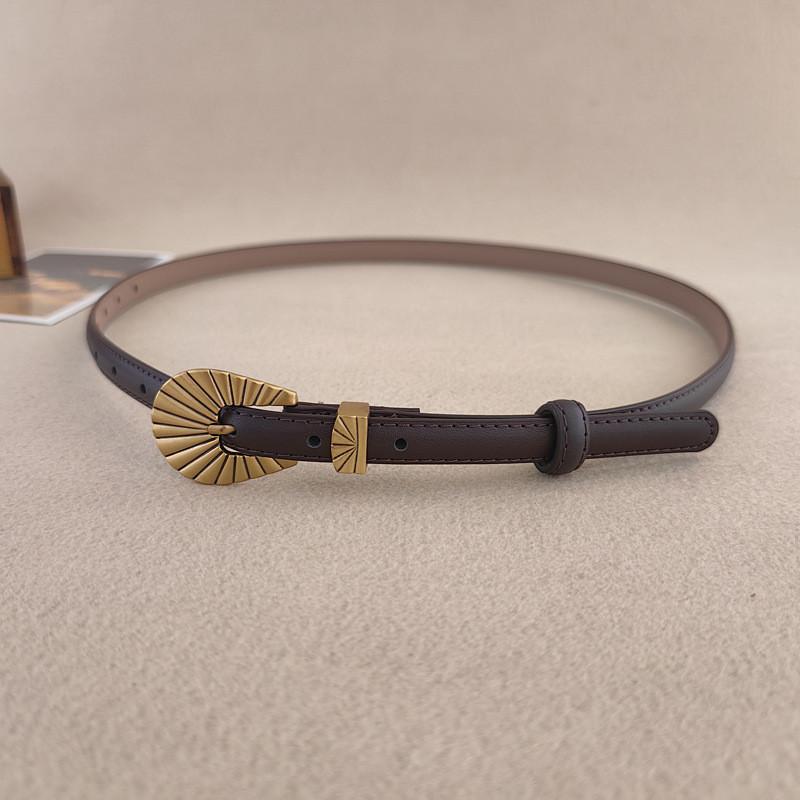 Minimalist Leather Waist Belt With Pin Closure For Jeans And Skirts