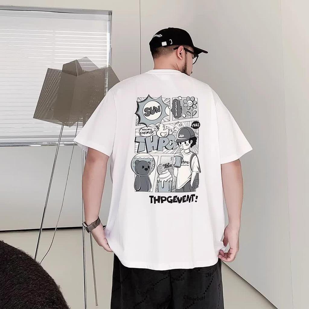 Stretch Fit Anti-wrinkle Loose Men's Short-sleeved Trend Printing Fashion Short-sleeved Top Cotton Comfortable Lightweight T-shirt