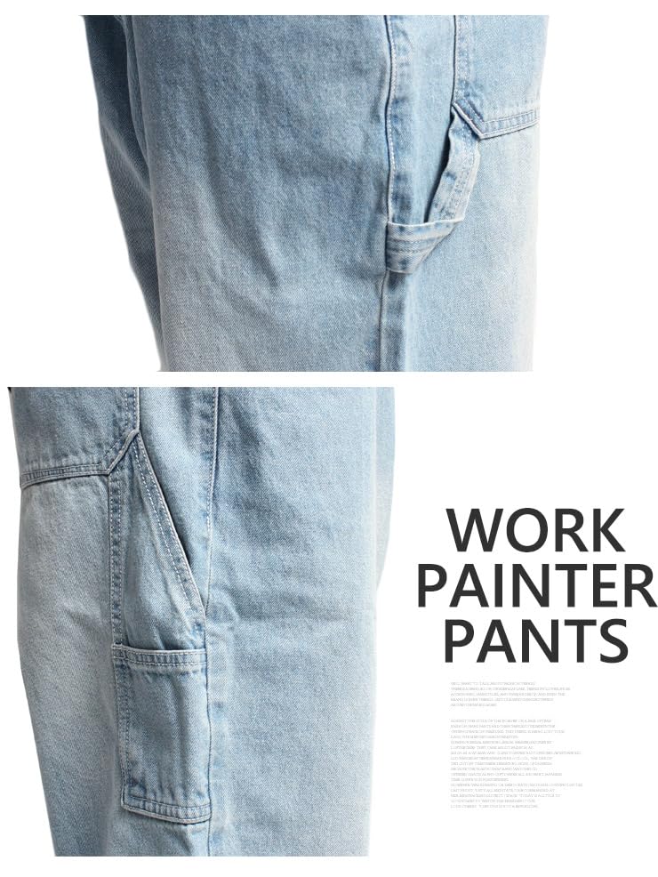 One Colors Denim Loose Denim Painter Size Hickory Men's Wide-Leg Pants, Distressed, Fit, Wide-Leg Jeans, Pants, 3L,
