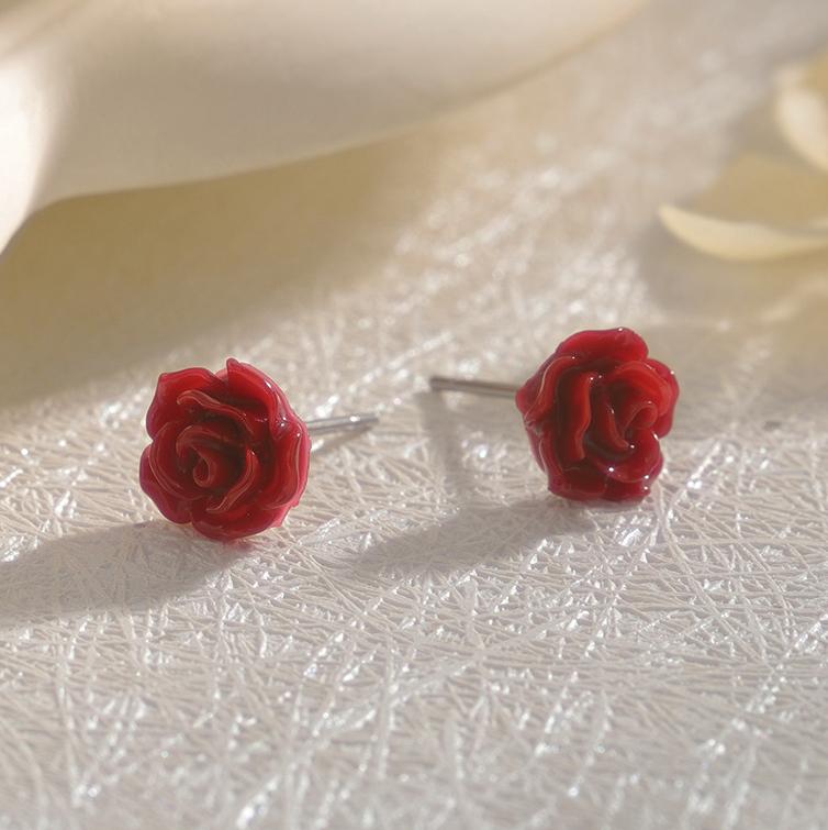 925 Silver Rose Earrings for Women Ear Stud Romantic Fresh Elegant Romantic Classic Jewelry Gift