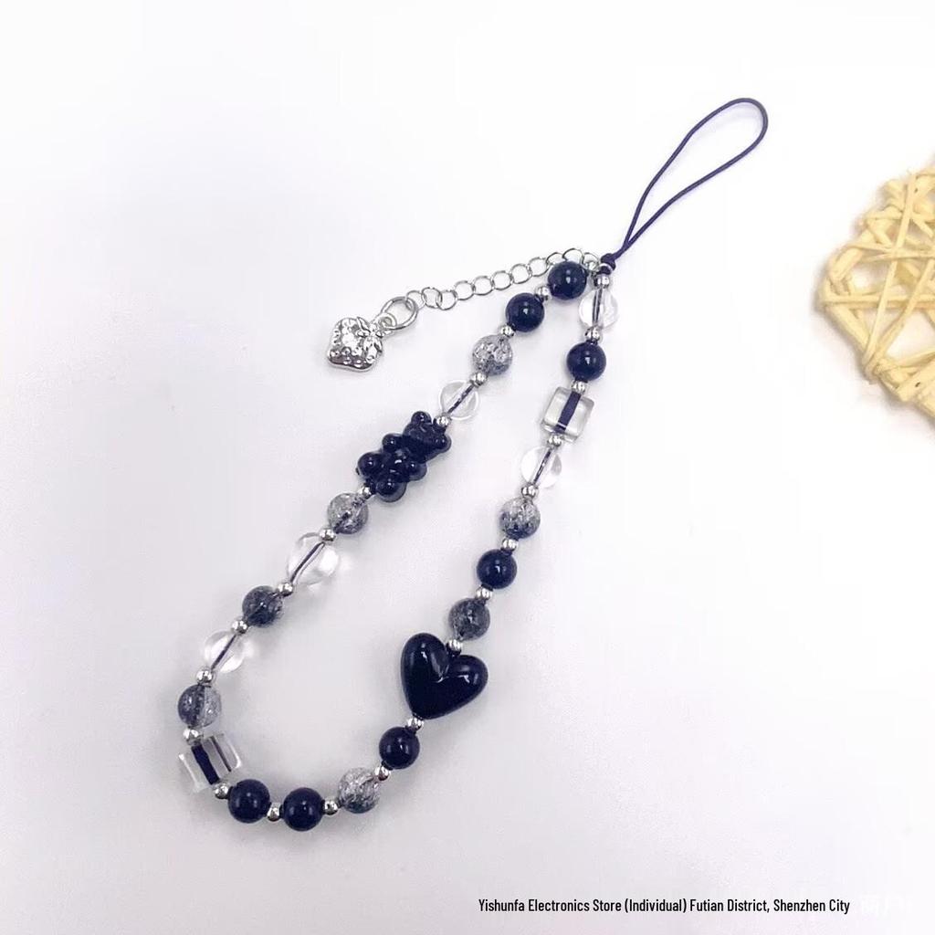 Sweet Heart Bear Camera Lanyard & DIY Beads Phone Charm Strap