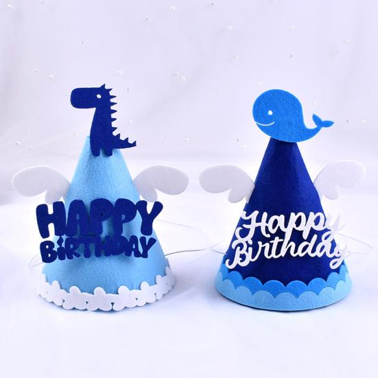 Happy Birthday Hat Dinosaurs Whales Bright Color No Deformation Adorable Adult Children Birthday Felt Hat Party Supplies