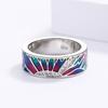 Gradient Color Drop Glue Enamel Plant Flowers European and American Pastoral Style Fashion Retro Womens Ring