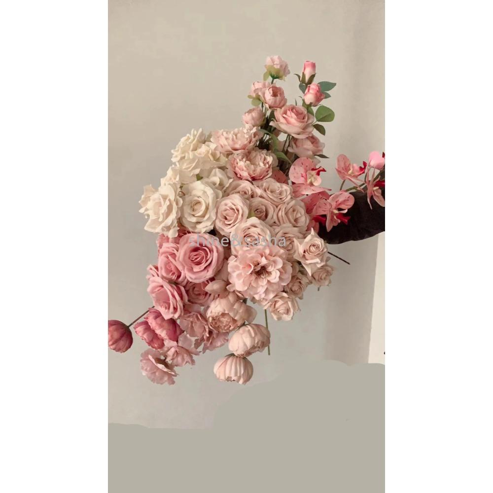 Wedding Decor Rose Dusty Pink Blush Nude Light Coffee Rice White Artificial Rose Flower Row Road Guide Flower S Dropshipping