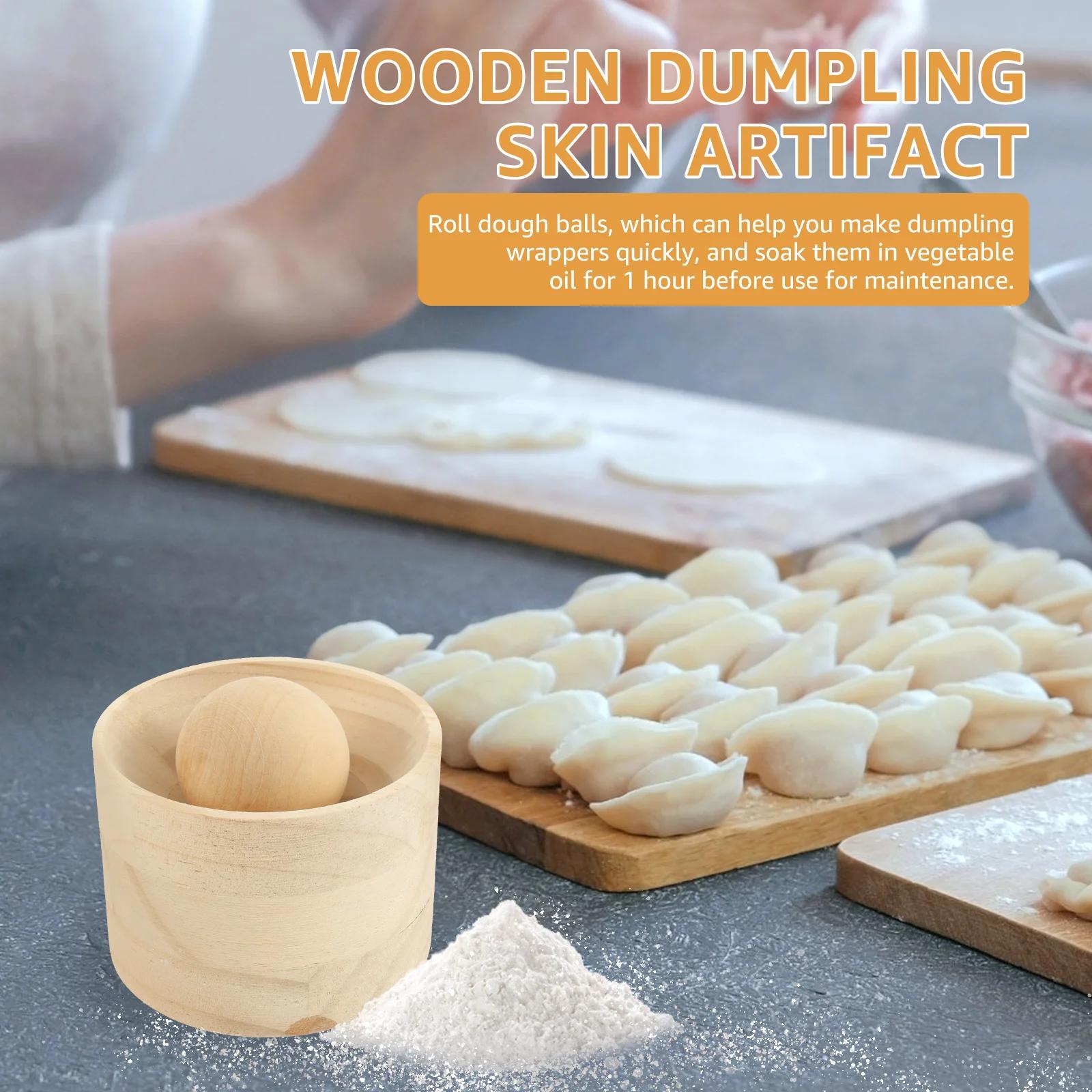 Wood Dumpling Maker Press Tool Wood Mold and Ball Manual Dough Skin Presser Hand Pie Rolling Tool Quick Dumpling Wrapper Maker colore azzurro