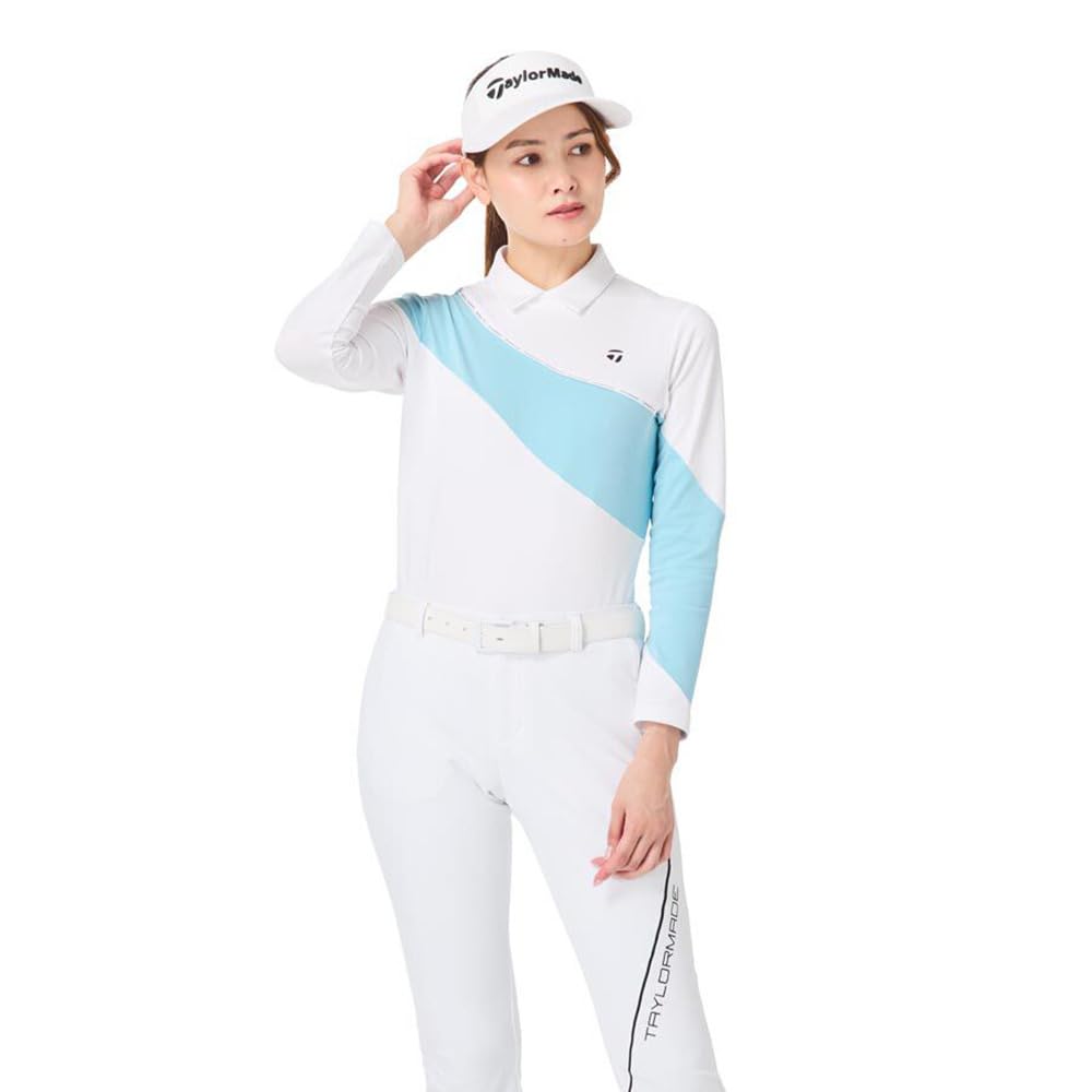 TaylorMade Tour TM Chic Long Sleeve Polo Shirt, White, Size L, Women's, 2024FW UN399