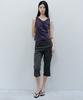 Kasel Layered Detail Capri Pants, Charcoal