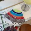 Warm and Cold Hat Versatile Wool Hat Winter Big Head Circumference Women's Face Small Colorful Striped Fisherman Hat Small Flower Pile Hat