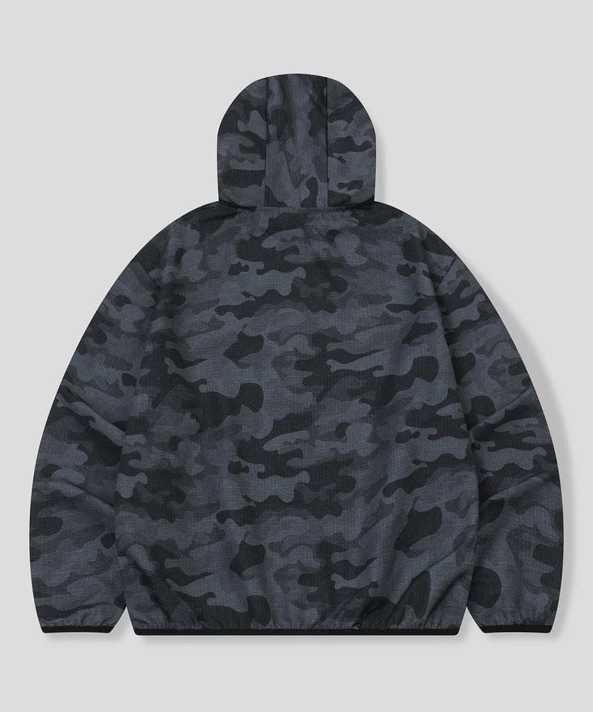 Slow Record House Ripstop Camo Windbreaker_Charcoal