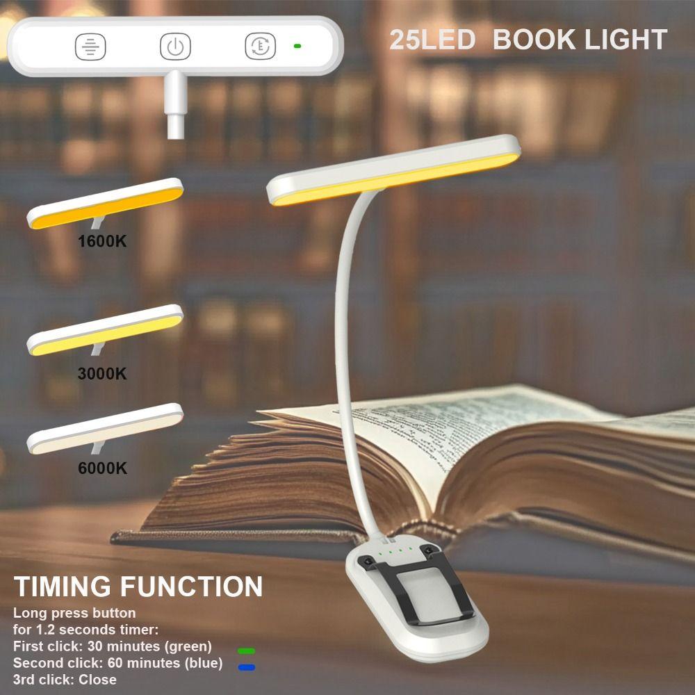 25 LED LED Reading Light 3 Colors Bookmark Lamp Portable Mini Book Light  Travel