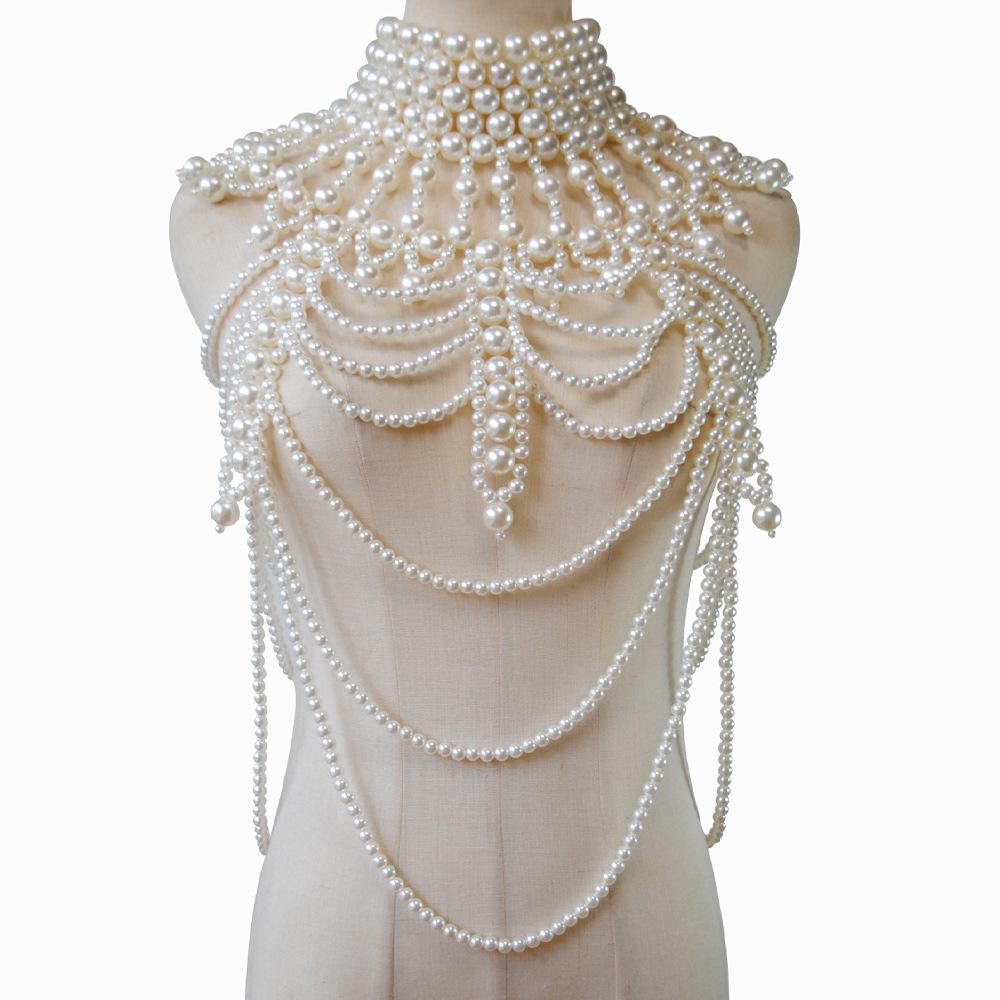 

Personalized pearl beaded dress chain body chain