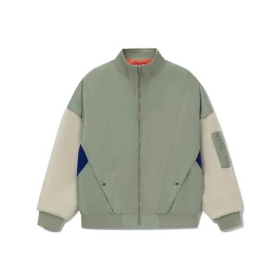 Li Ning Wu Chuang Wu Yi Reißverschluss Splicing Langarm Colorblock Stehkragen Lockere Baumwolljacke Herrenjacke Wüstengrün AFDR791-1