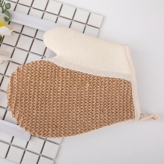 1Pc Bath Glove Burlap Fiber Glowing Skin Exfoliating Massage Scrubbing Shower Glove Sustainable Bath Accessories