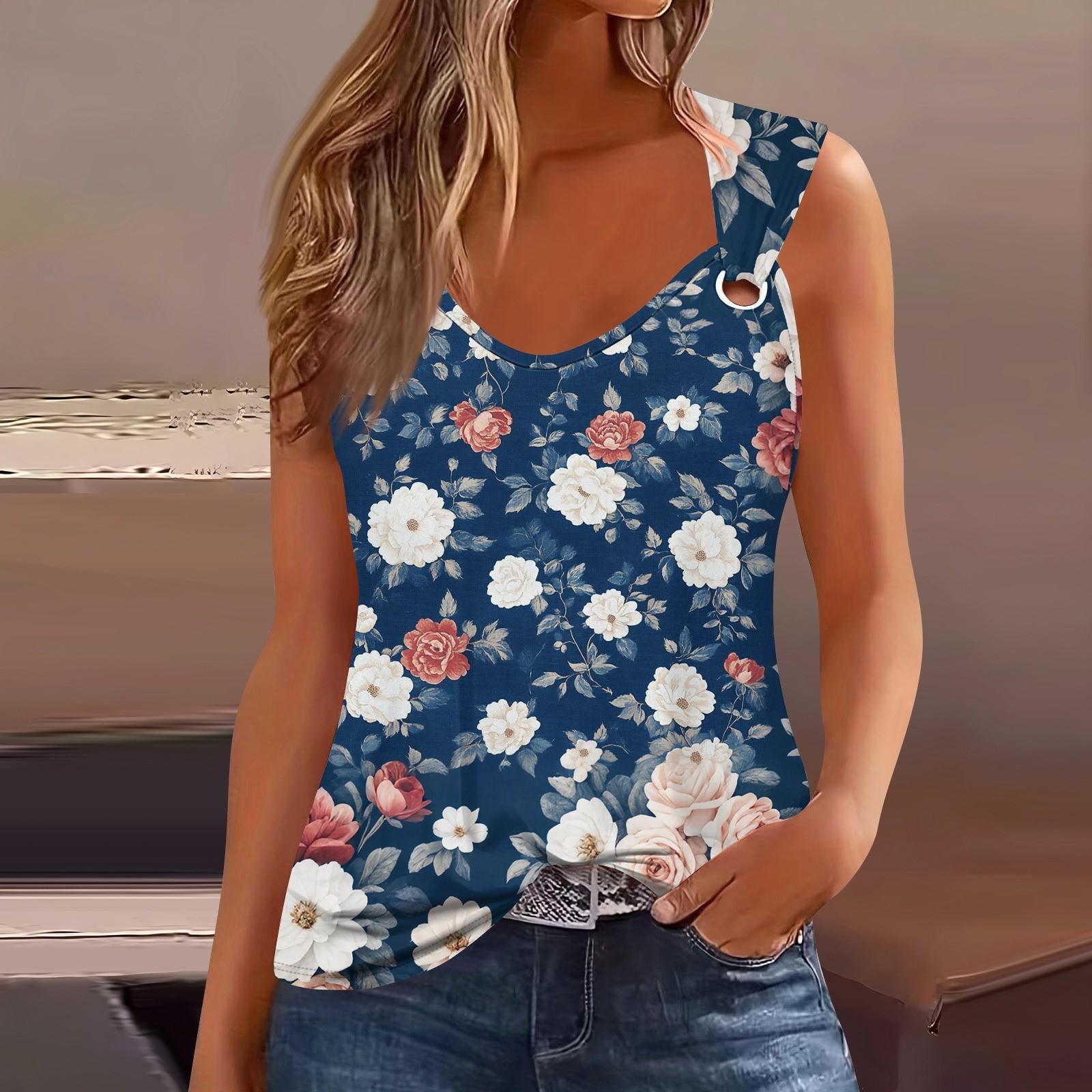 

Женская майка с V-образным вырезом, базовая, с принтом, повседневная, струящаяся, без рукавов, с глубокими боковыми вырезами для женщин M