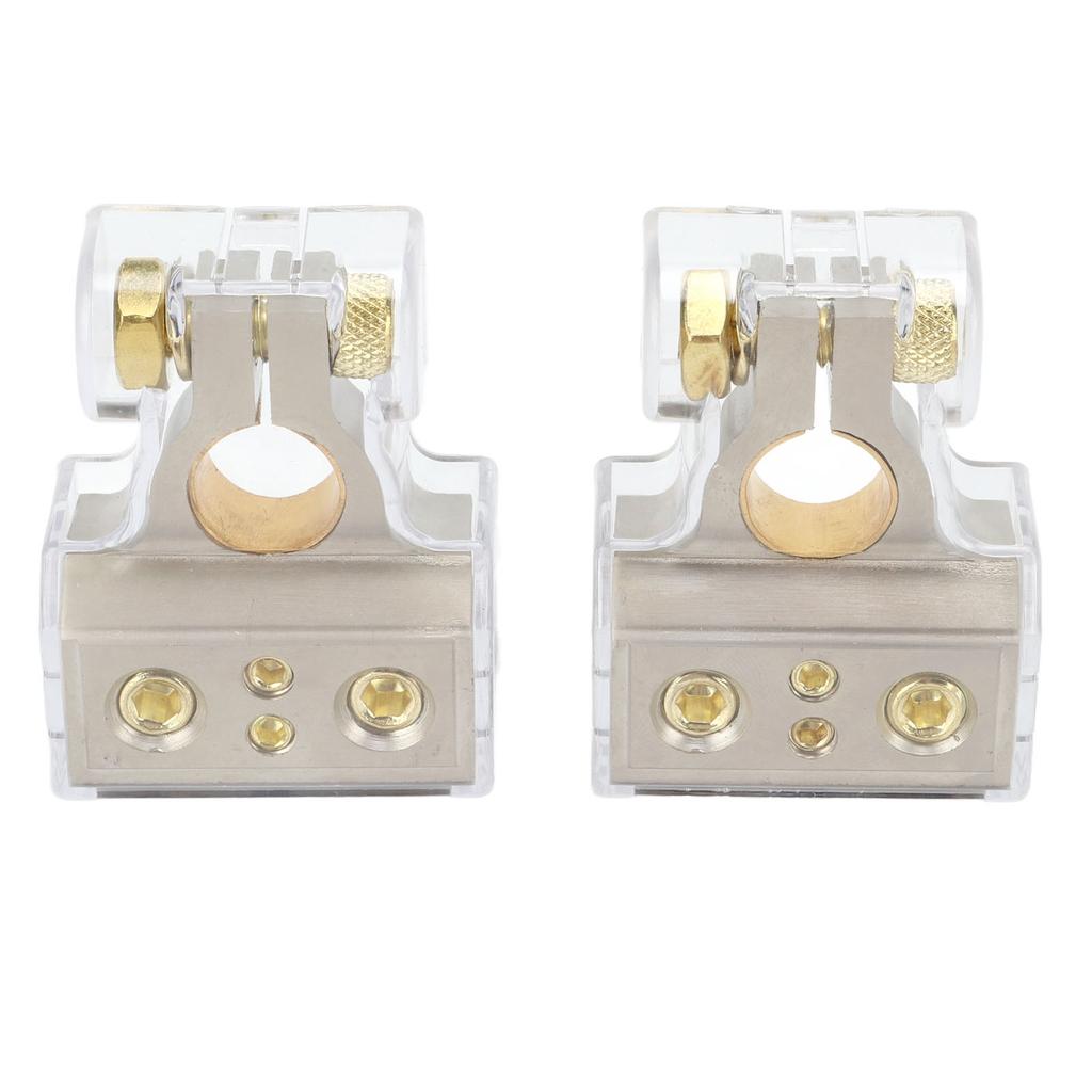 2 Pcs Battery Terminal Connectors 0 2 4 6 8AWG with Shims Protector Cover for Cars Caravans RVs Trucks Pickups