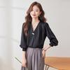 Women's V-Neck Long Sleeve Chiffon Blouse