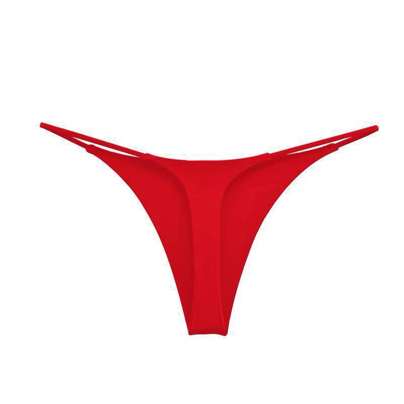 European-American Double Layer Thin Strap Printed Thong Bikini - Low Waist, T-Back Lingerie & Fitness Wear