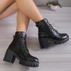 Winter Fashion Comfortable Elegant Square with Women's Shoes Side Zipper Round Head Solid Color Simple Thick Heel Boots