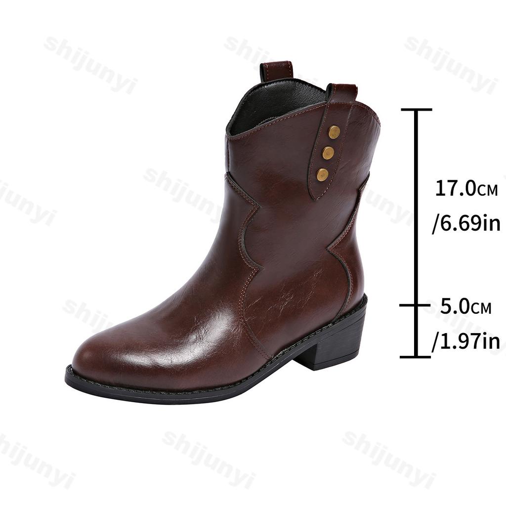 Fashion 2025 Autumn New Retro Designed Fashion Casual Short Boots for Women's Coarse Heel Pointed Head Fashion Comfortable Slip on Boots