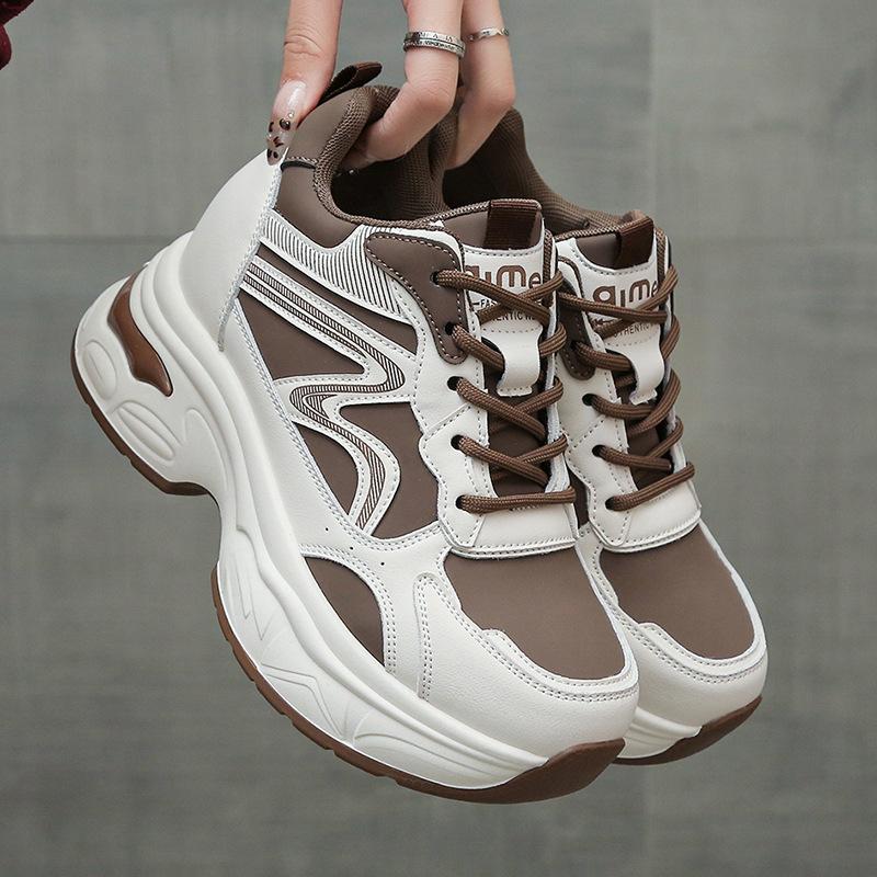 

Папины кроссовки для девочки 2025 Новые весенние туфли Показывают маленькие и легкие кроссовки для ног Толстая подошва увеличивает рост невысоких людей 40 хаки