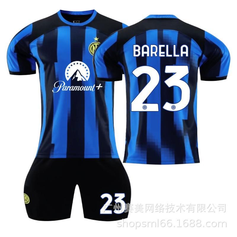 2324 Inter Mailand Heim Nr.. 90 Lukaku 10 Lautaro 23 Barrera Fußballtrikot Set