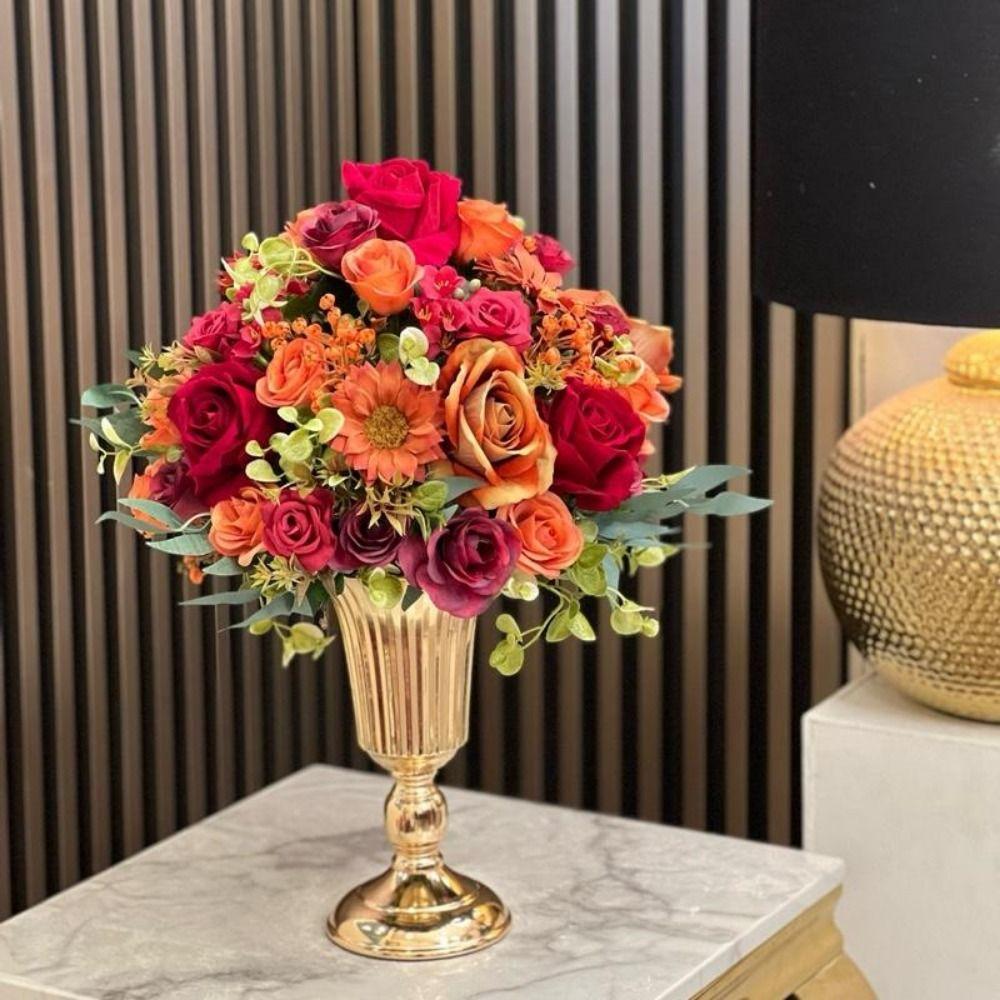 Metal Flower Stand Golden Table Decoration Vase Creative Art Flowers Vase  For Centerpieces
