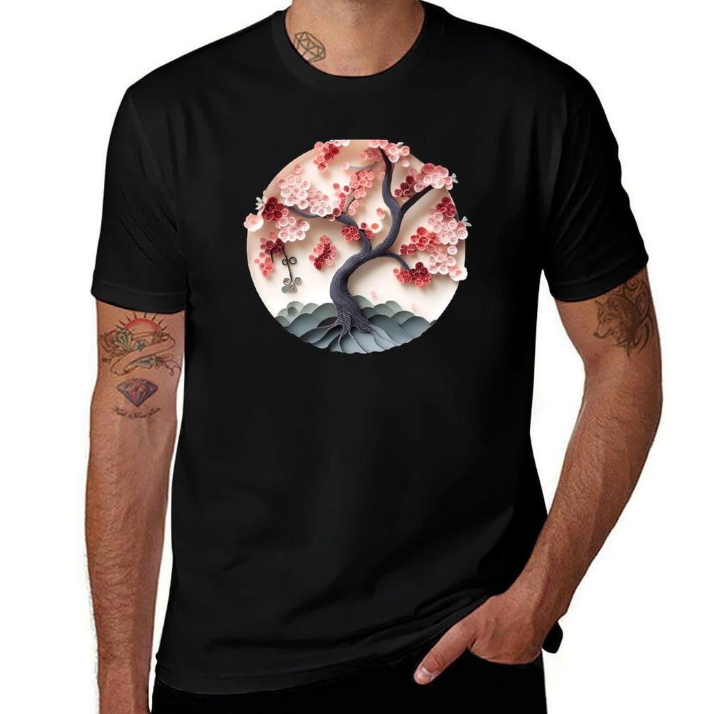 Pink Japanese Cherry Blossom The Paper Collection TShirt Summer Festival TShirt